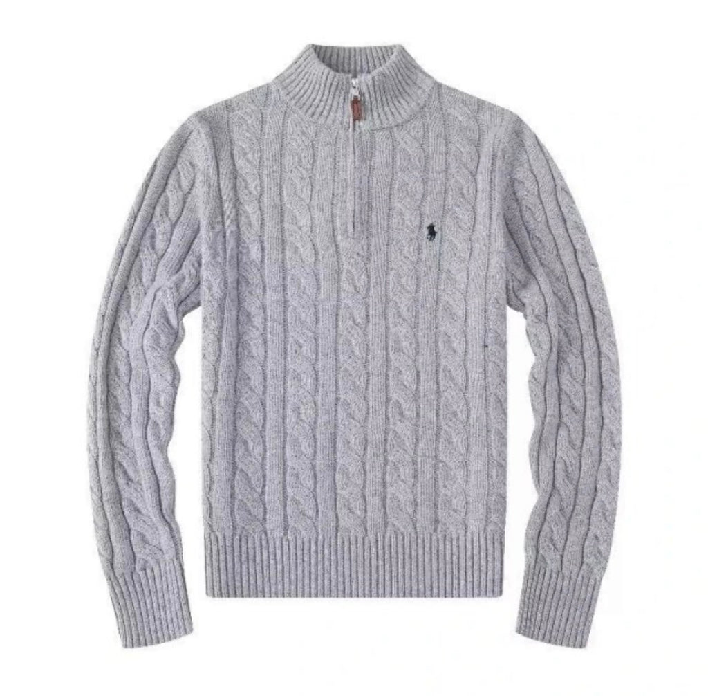Polo Ralph Lauren Cable-Knit Half-Zip Sweater Grå
