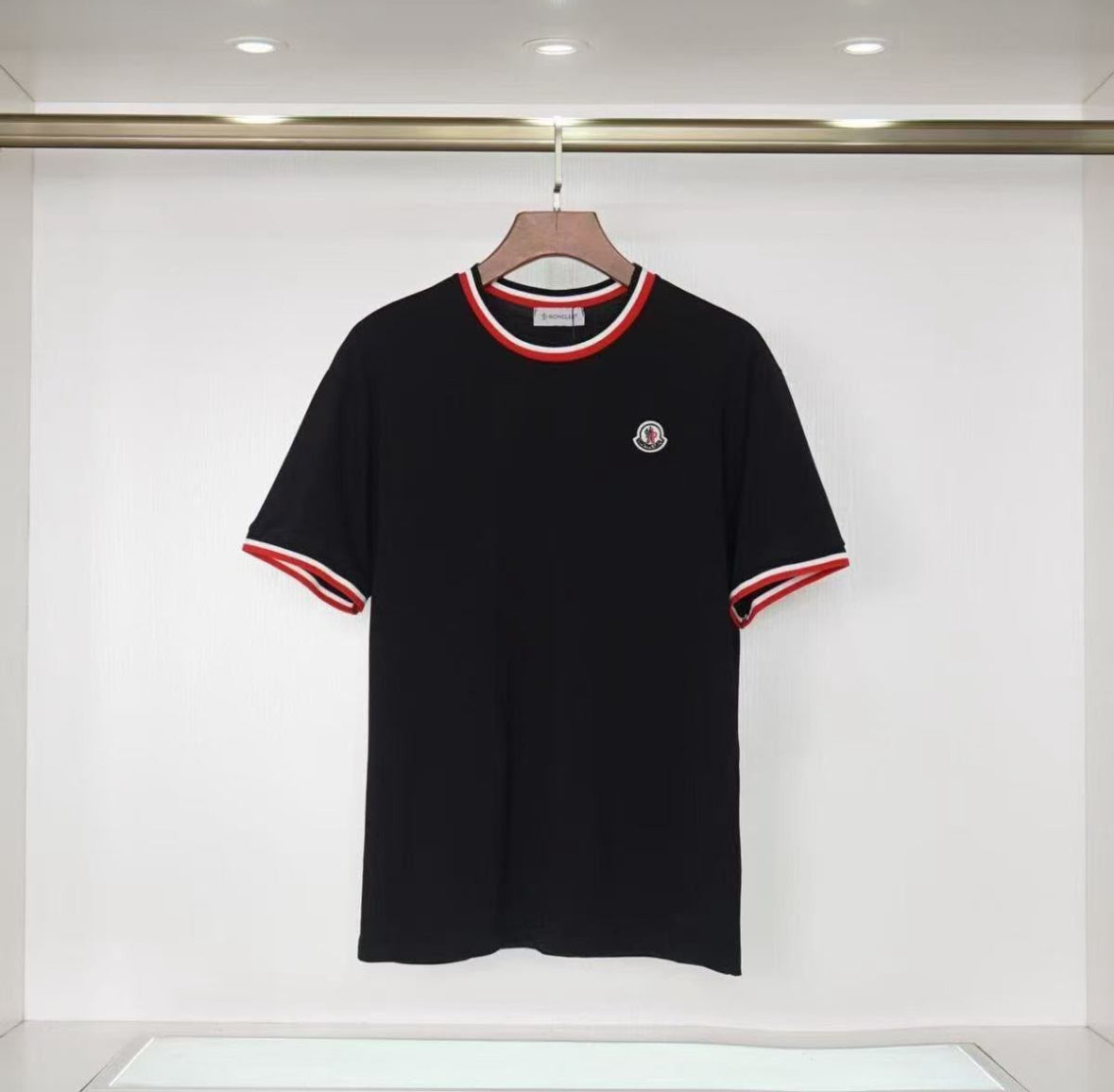 Moncler Tricolor Collar T-Shirt – Black