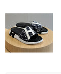 Hermes bouncing slippers Black/White