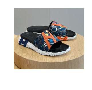 Hermes bouncing slippers Blue/Orange