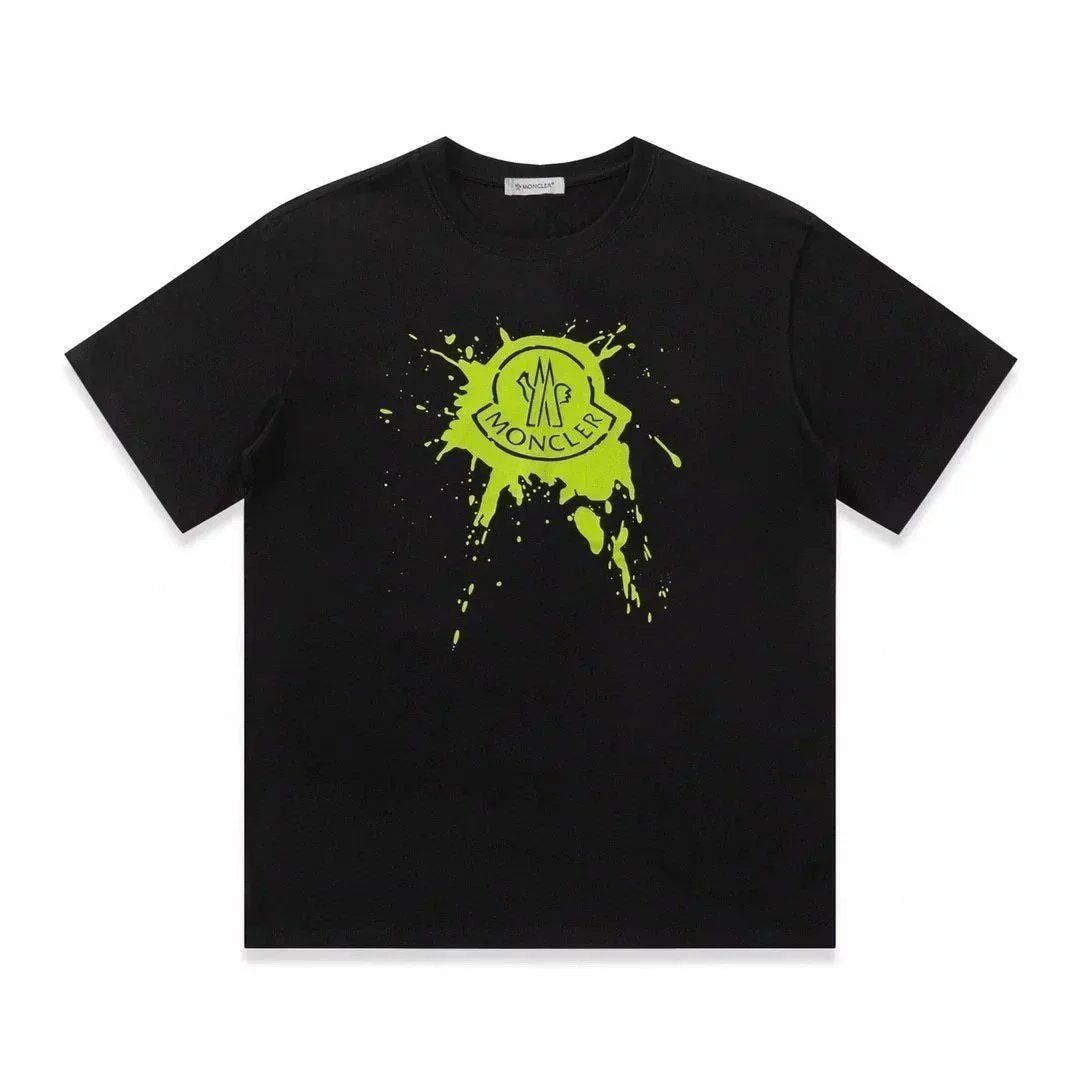 Moncler Paint-Splatter Logo T-Shirt – Black