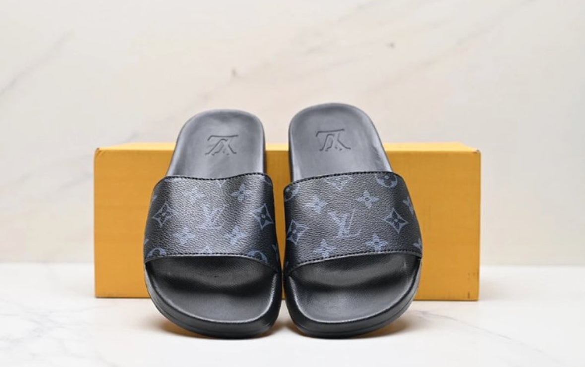 Louis Vuitton Monogram Eclipse Slides – Black/Grey