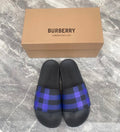 Burberry Check Slides – Blue/Navy