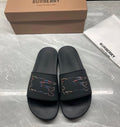 Burberry Leather Knight Stamp Slides – Black