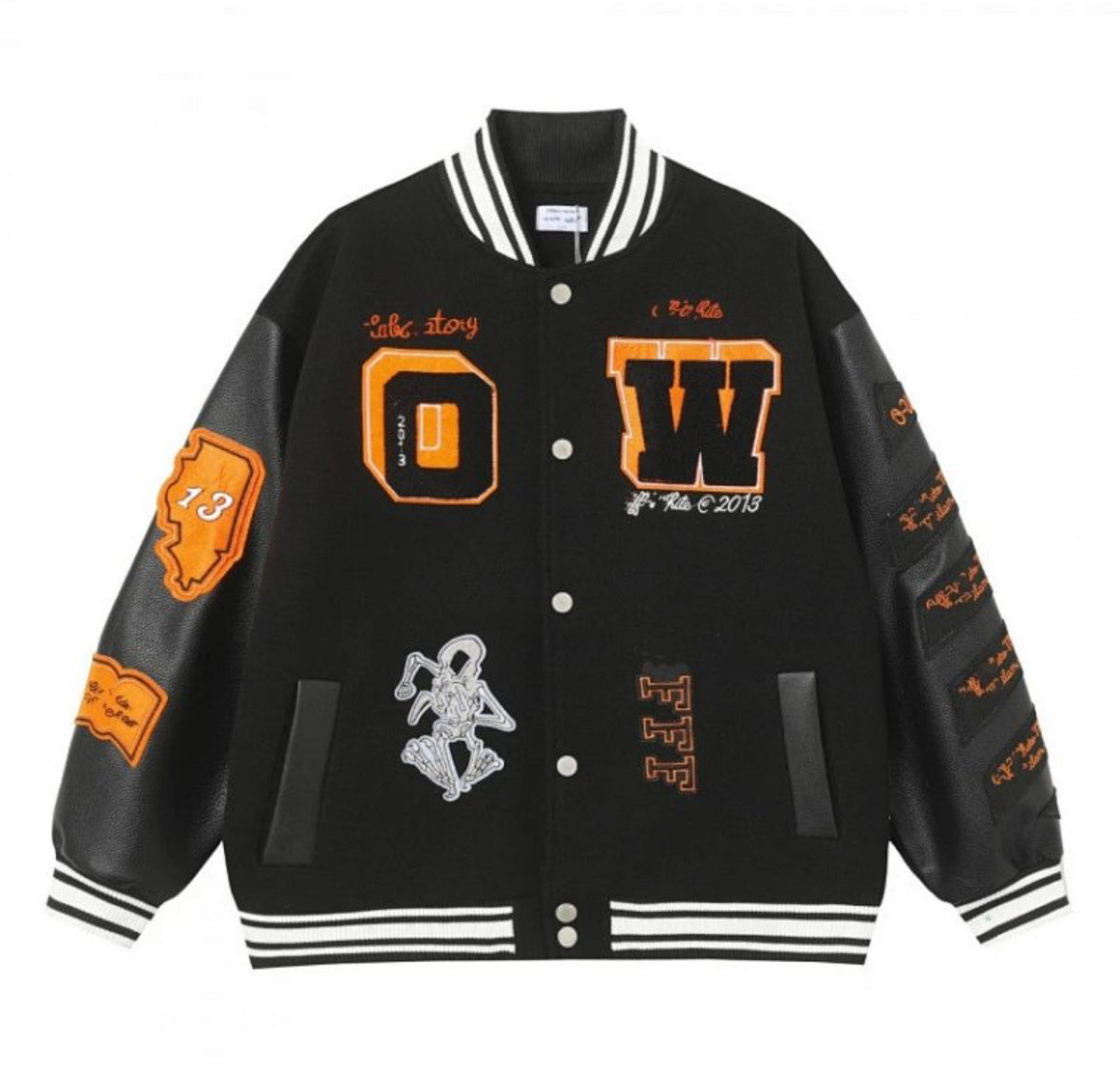 OFF WHITE Varsity Jacket – Black/Orange