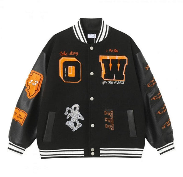 Giacca varsity OFF WHITE – nera/arancione