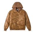 Gucci GG Leather Hooded Jacket – Brown