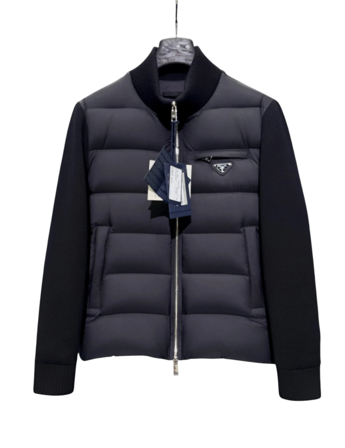 Prada Wool-Nylon Padded Cardigan Jacket