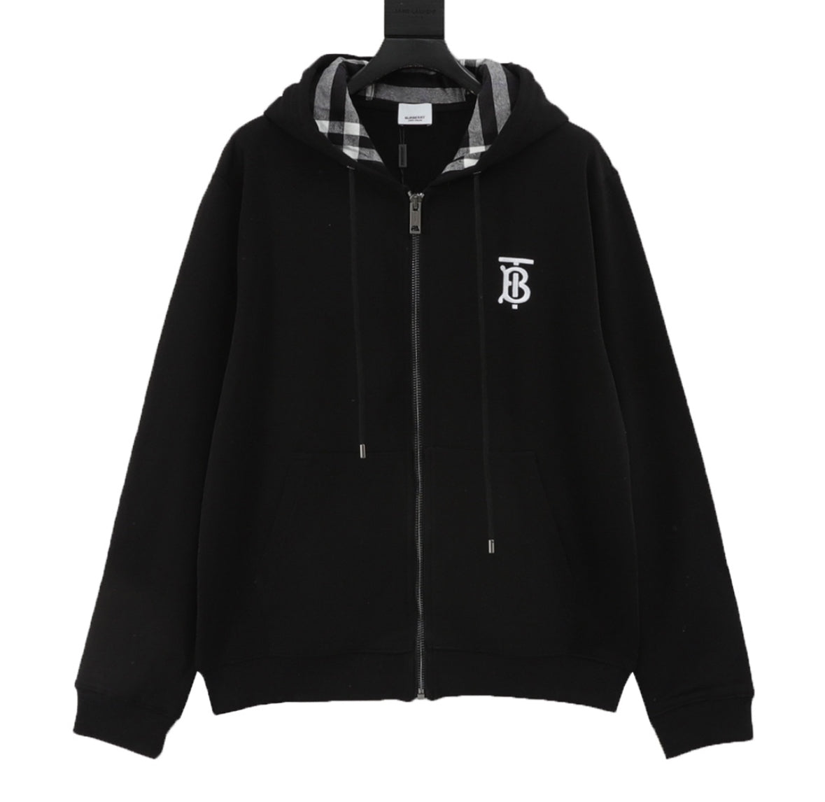Burberry TB Logo Zip Hoodie – Black