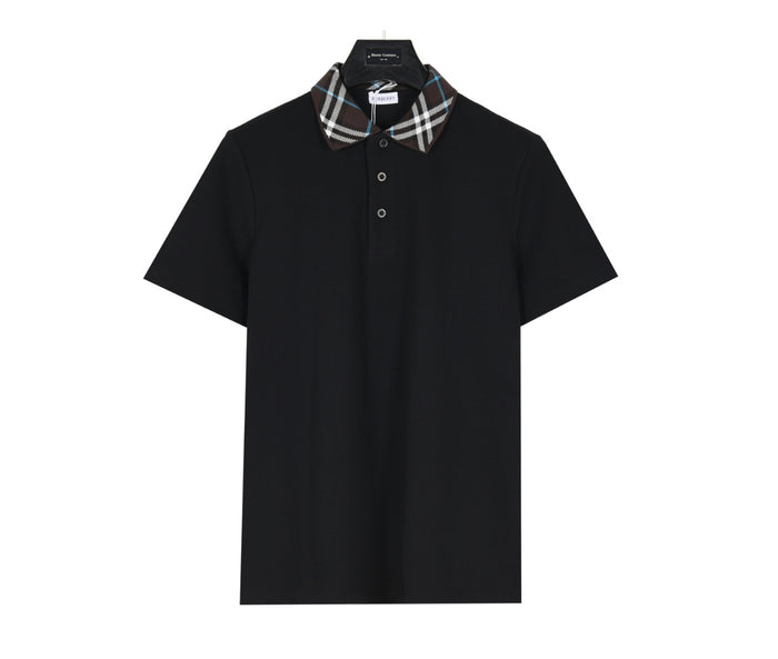 Polo Burberry con colletto a quadri – Nero