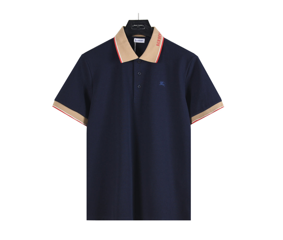 Burberry Contrast Collar Polo Shirt – Navy