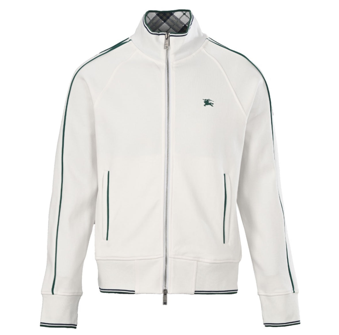 Burberry White Track Jacket – Green Trim