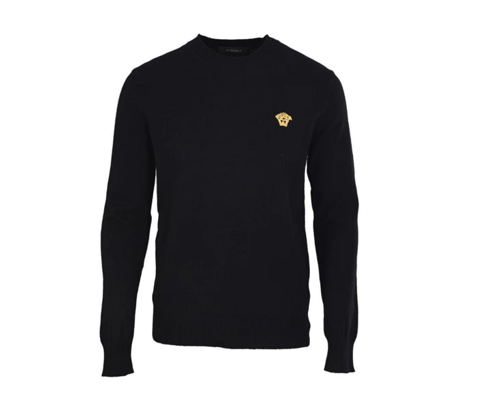 Pull en maille Versace à logo Méduse – Noir