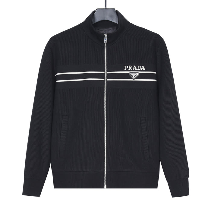 Veste Prada noire zippée en maille côtelée