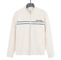 Prada Ribbed Logo Zip-Up Jacket – Cream