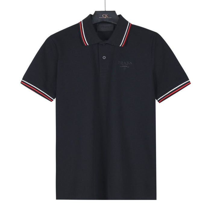 Polo Prada noir à col rayé