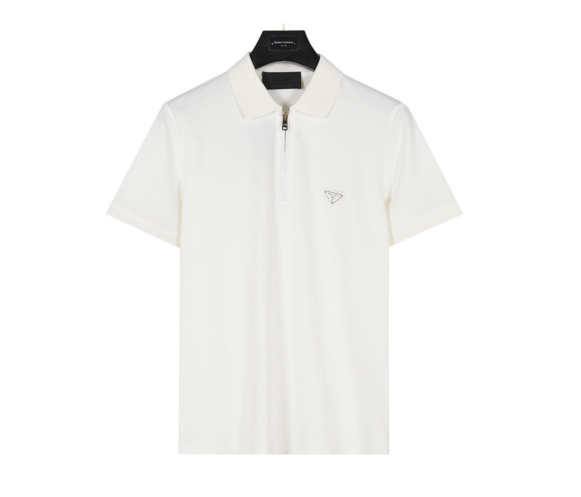 Prada White Half-Zip Polo Shirt