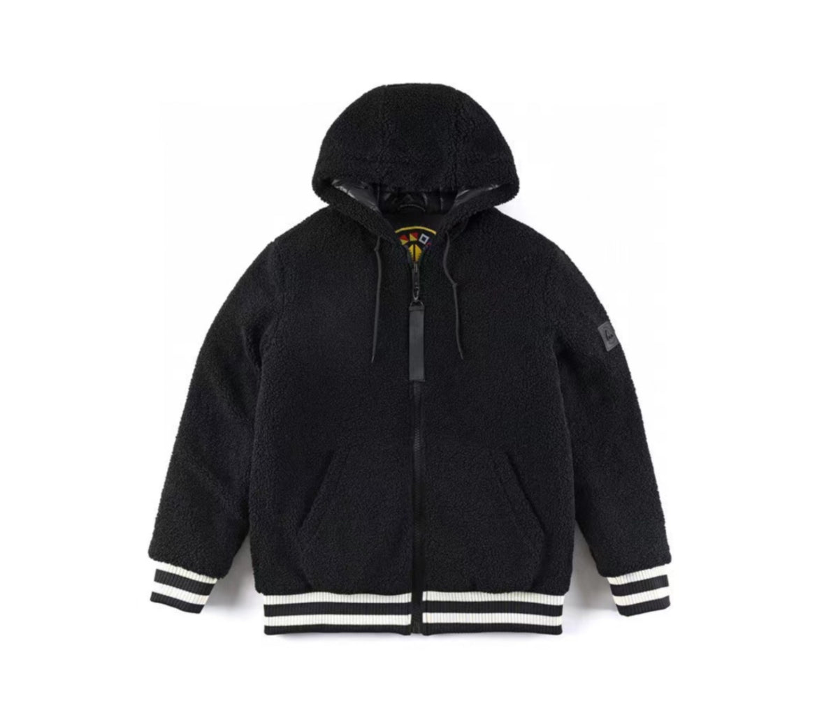 Moose Knuckles Black Sherpa Fleece Hoodie