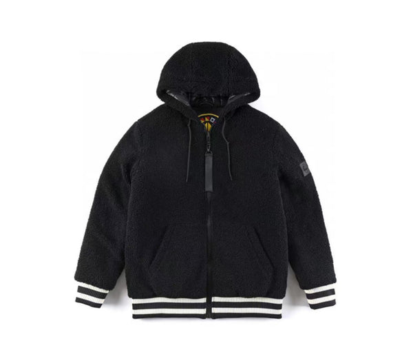 Felpa con cappuccio Moose Knuckles in pile nero con sherpa