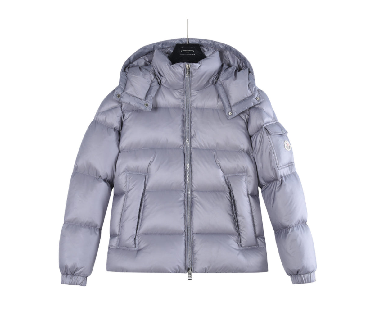 Moncler Light Grey Hooded Puffer Jacket