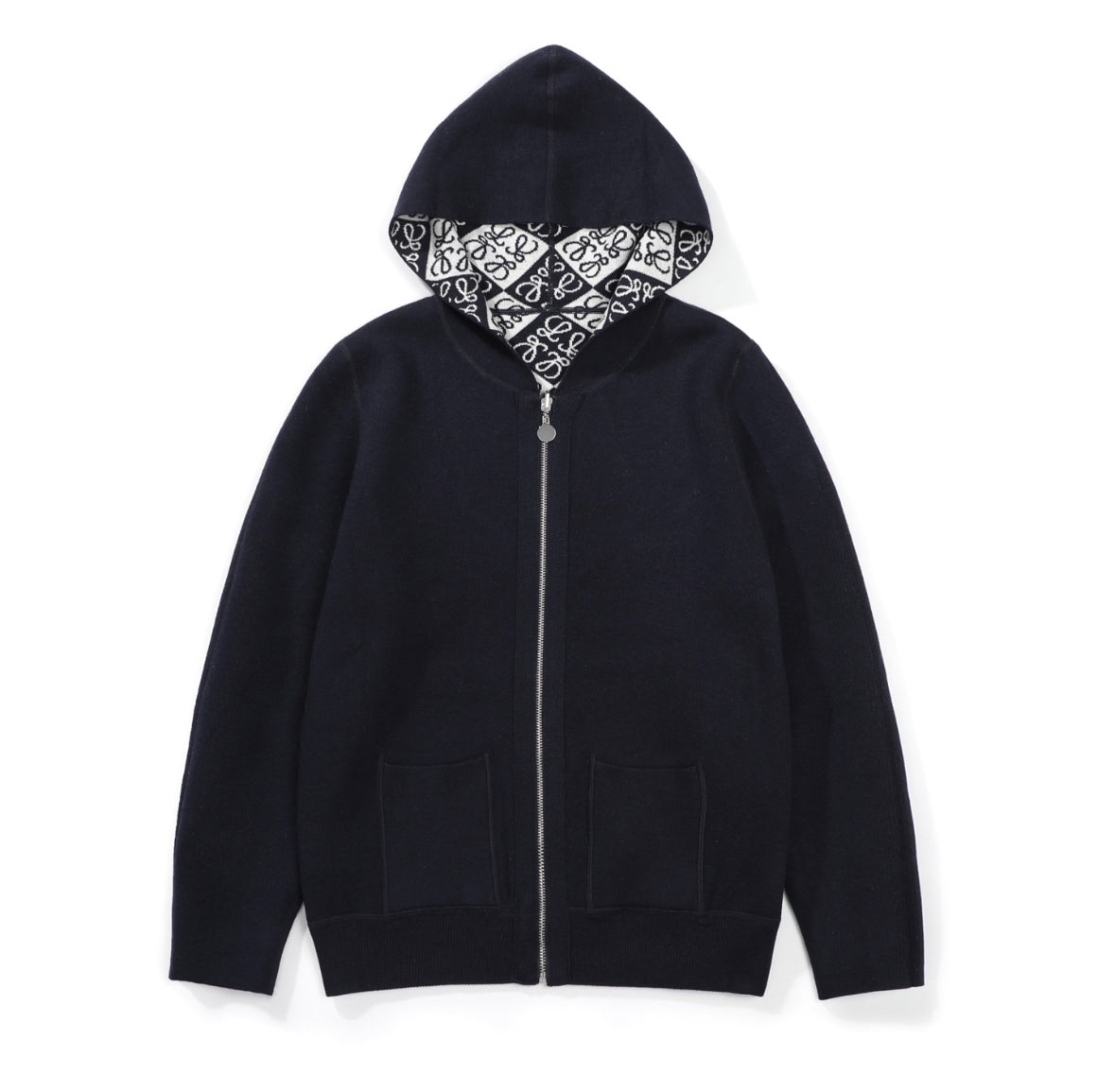 Loewe Anagram Jacquard Zip-Up Hoodie – Black