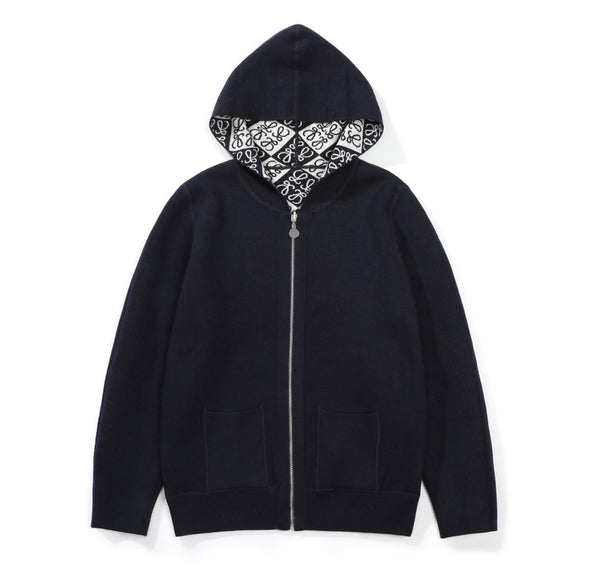 Felpa con cappuccio e zip Loewe Anagram Jacquard – Nero
