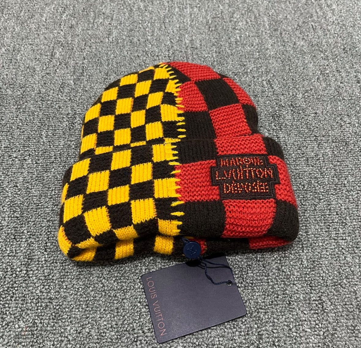 Louis Vuitton Yellow & Red Patchwork Beanie