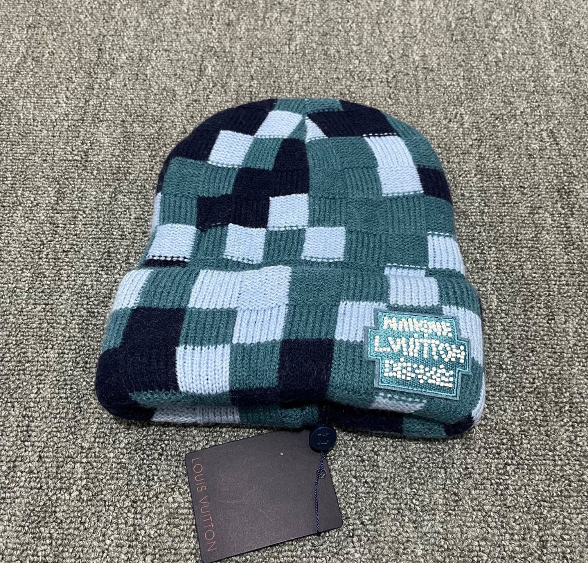 Louis Vuitton Green & Blue Patchwork Beanie