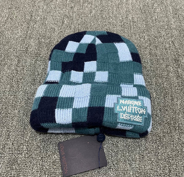 Bonnet Louis Vuitton en patchwork vert et bleu