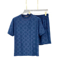Louis Vuitton Blue Tonal Monogram T-Shirt & Shorts Set