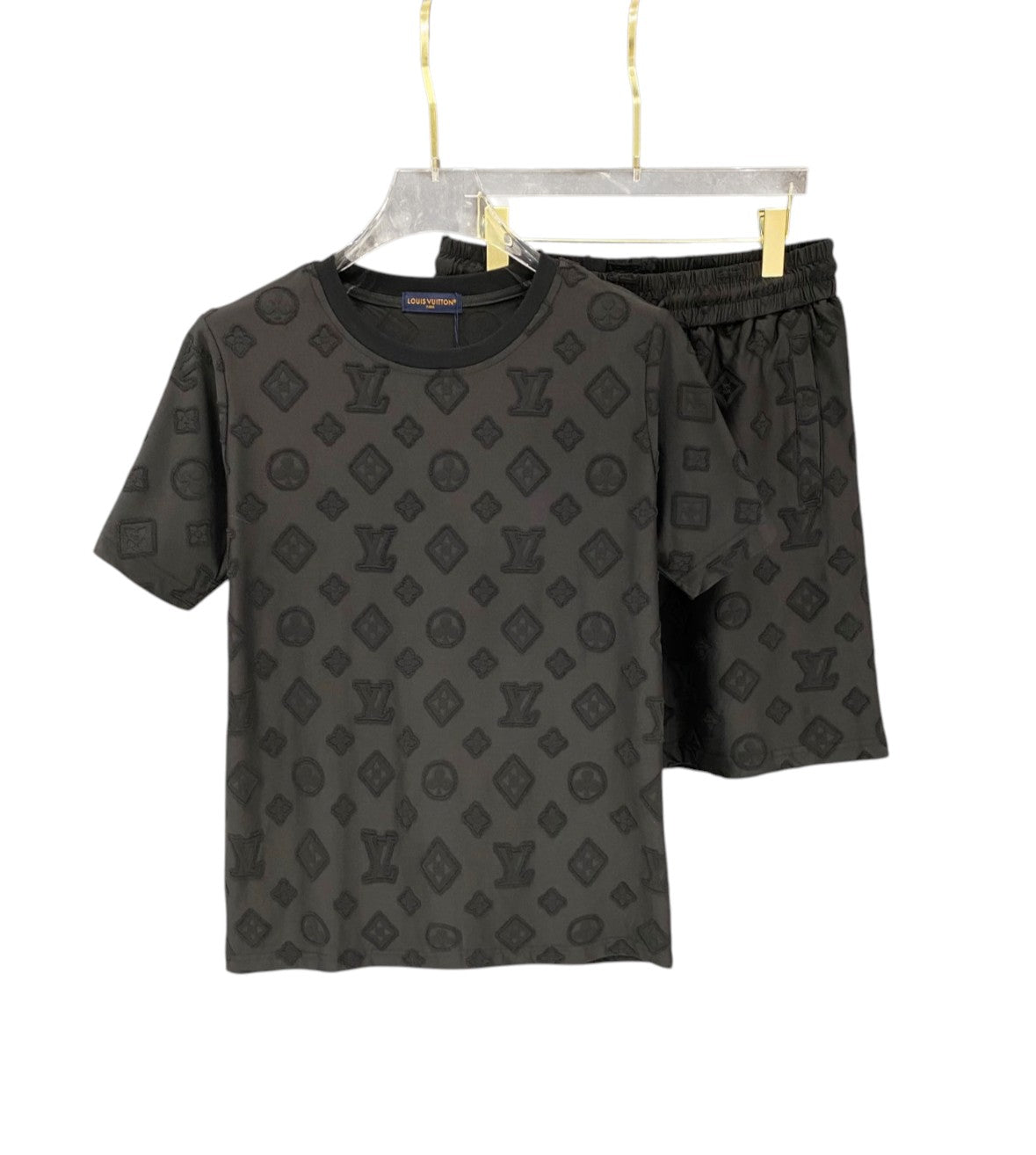 Louis Vuitton Black Tonal Monogram T-Shirt & Shorts Set