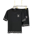 Louis Vuitton Black Wave Trim T-Shirt & Shorts Set