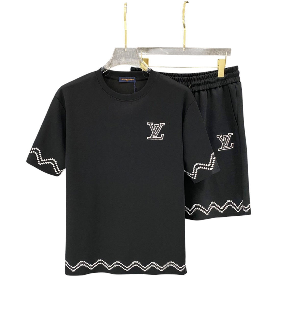 Louis Vuitton Black Wave Trim T-Shirt & Shorts Set