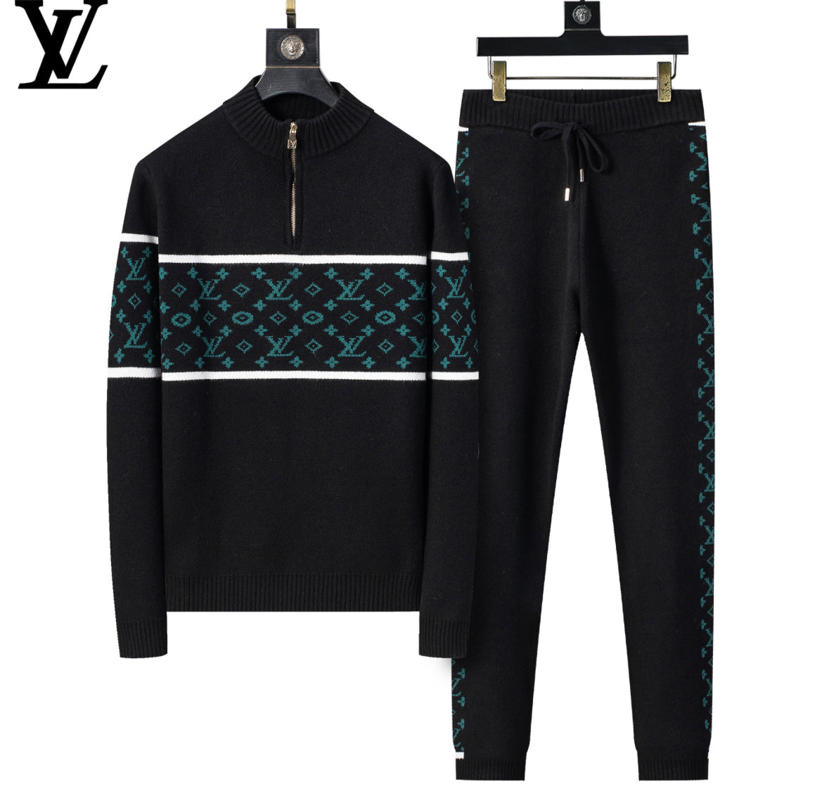 Louis Vuitton Black & Teal Monogram Track Suit