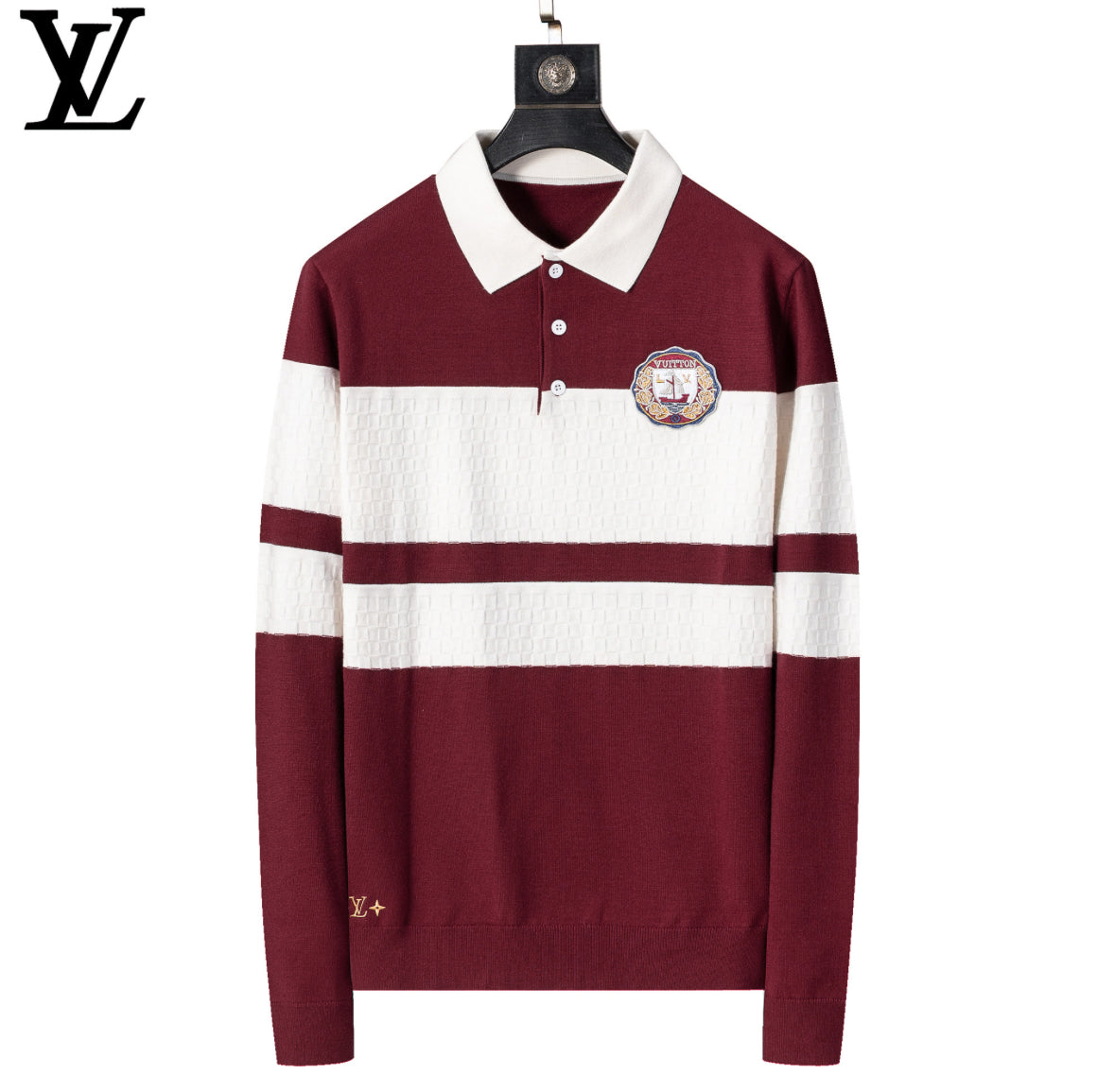 Louis Vuitton Burgundy & White Polo Sweater