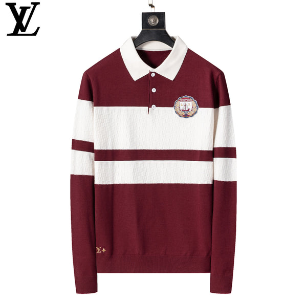 Maglione polo Louis Vuitton bordeaux e bianco
