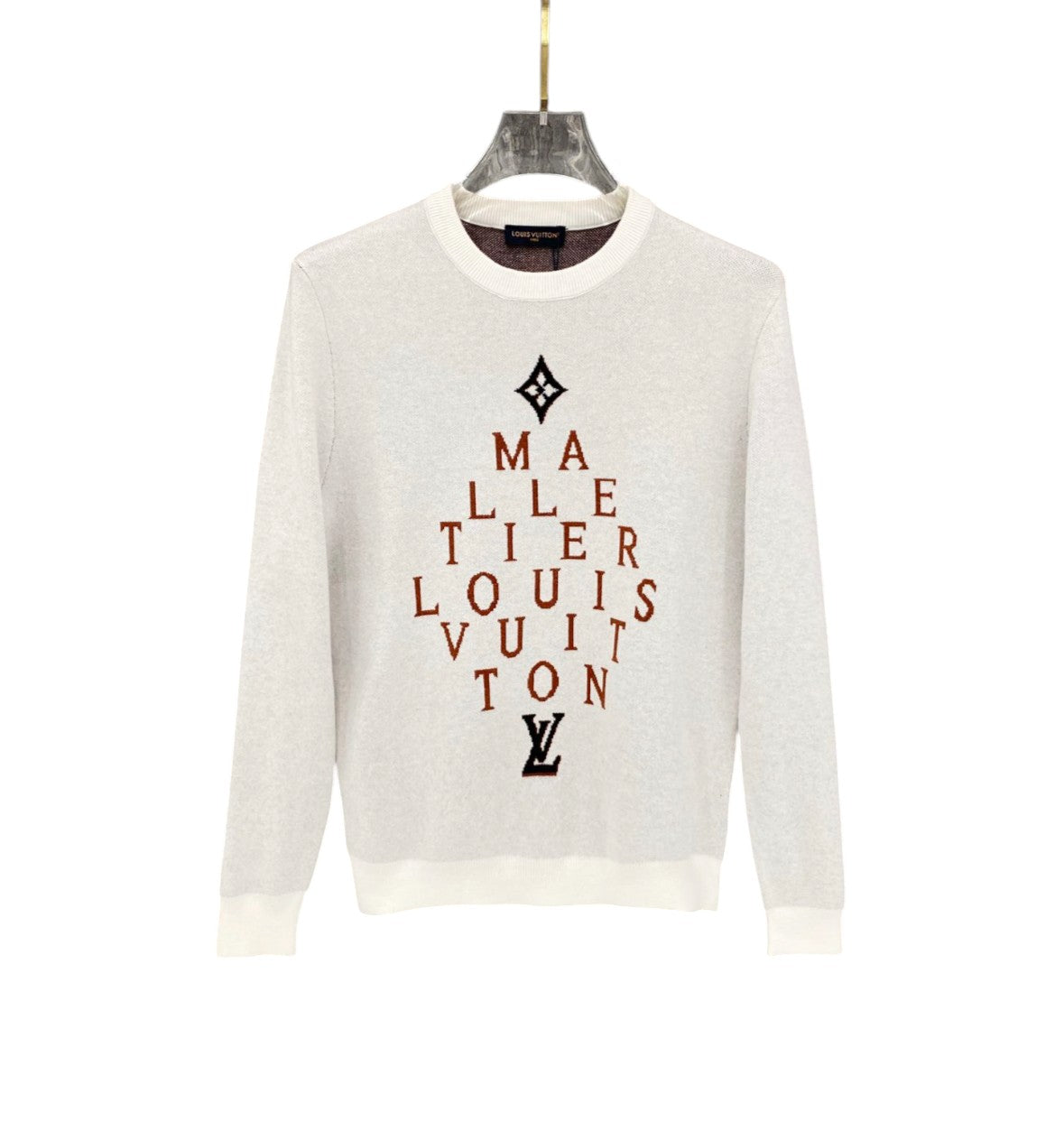 Louis Vuitton White “Malletier” Graphic Sweater