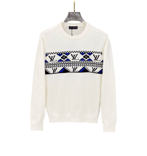 Maglione bianco con motivo Monogram Louis Vuitton