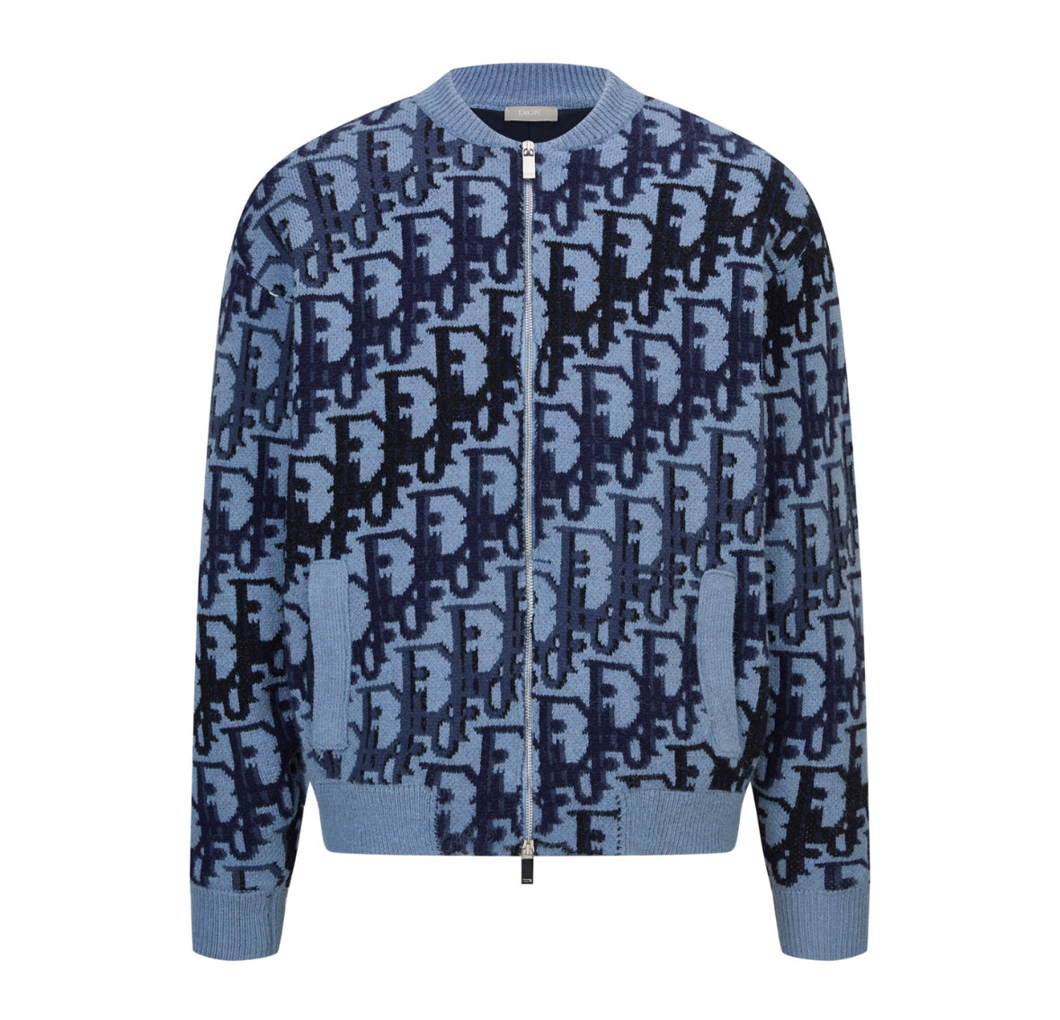 Dior Oblique Knit Zip-Up Jacket – Blue