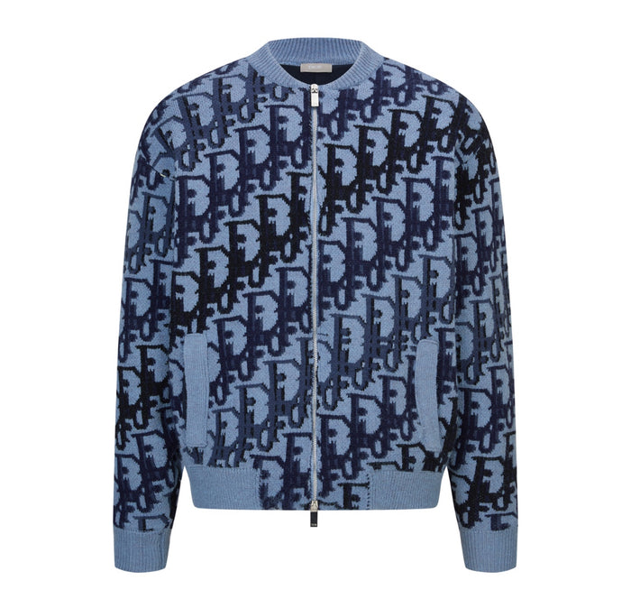 Veste zippée en maille Dior Oblique – Bleue