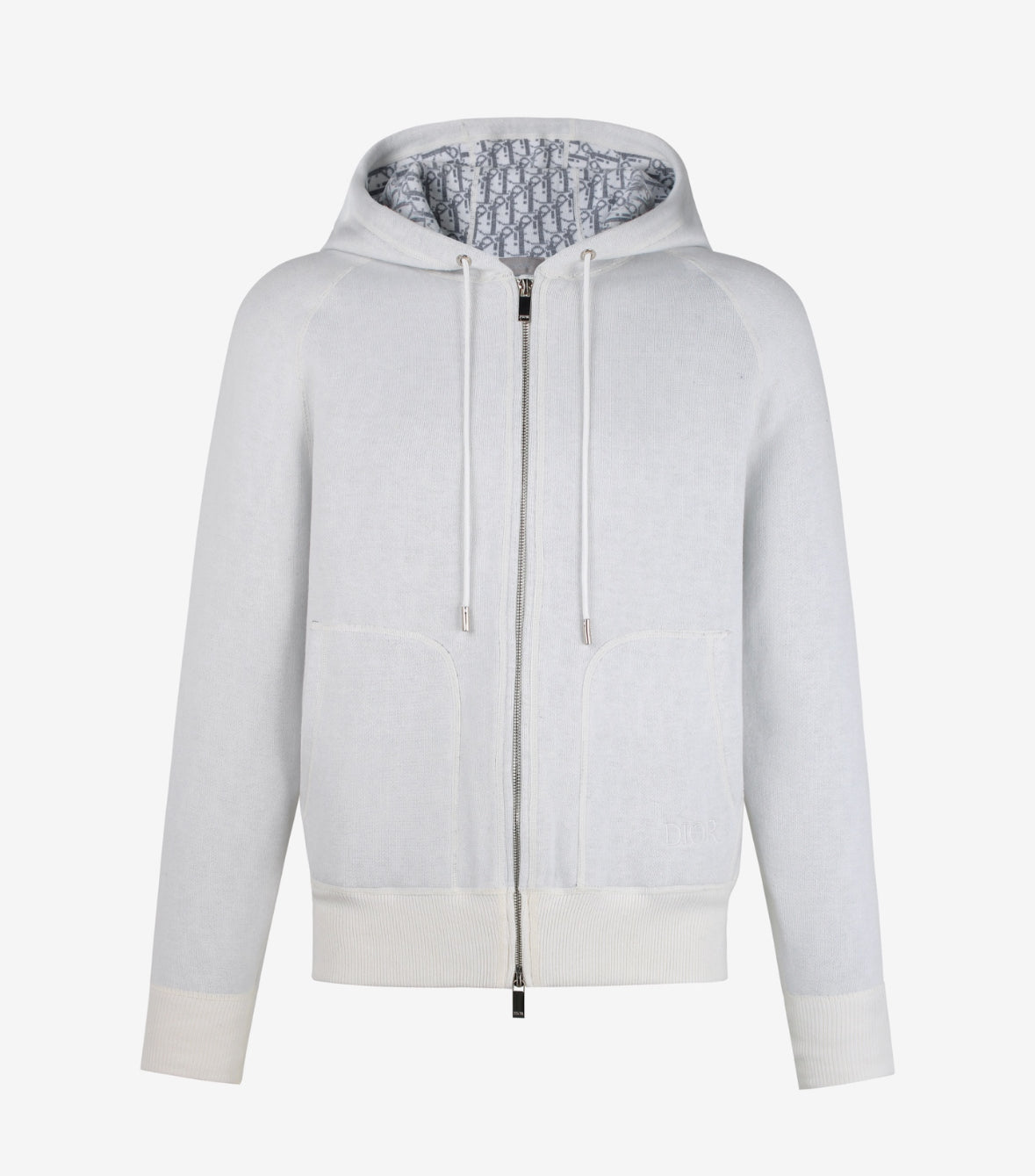 Dior Oblique Zip-Up Hoodie – White