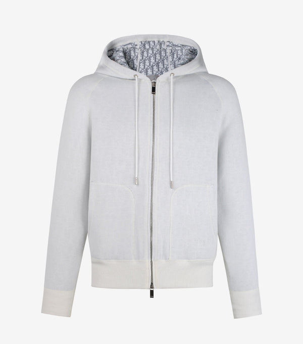 Dior Oblique Zip-Up Hoodie – White