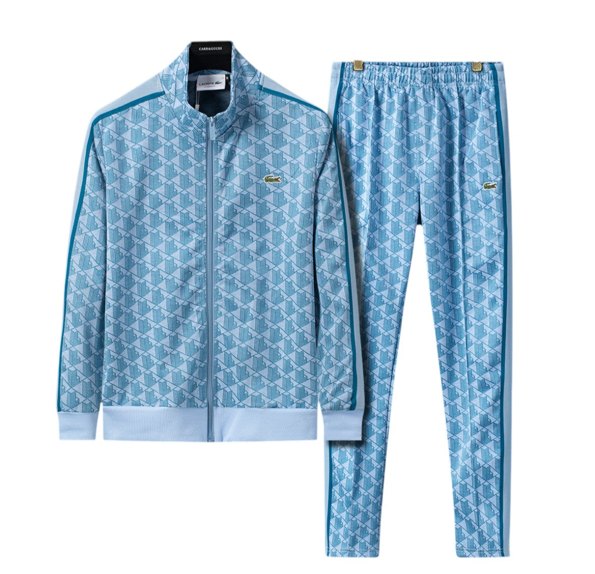 Lacoste Light Blue Geometric Track Jacket & Pants Set