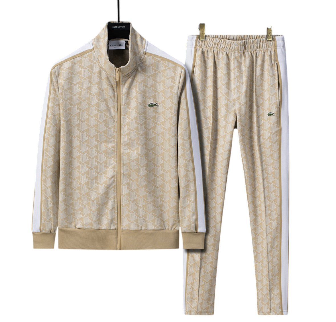 Lacoste Beige Geometric Track Jacket & Pants Set