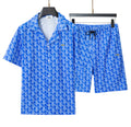 Lacoste Blue Geometric Print Shirt & Shorts Set