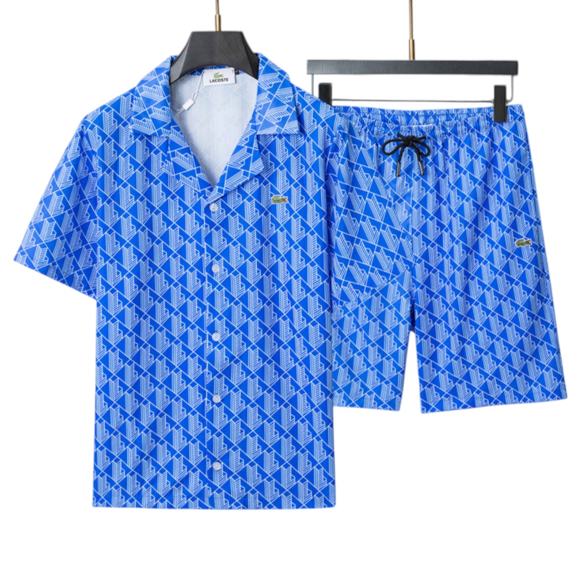 Lacoste Blue Geometric Print Shirt & Shorts Set