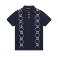 Gucci GG Web Knit Navy Polo Shirt