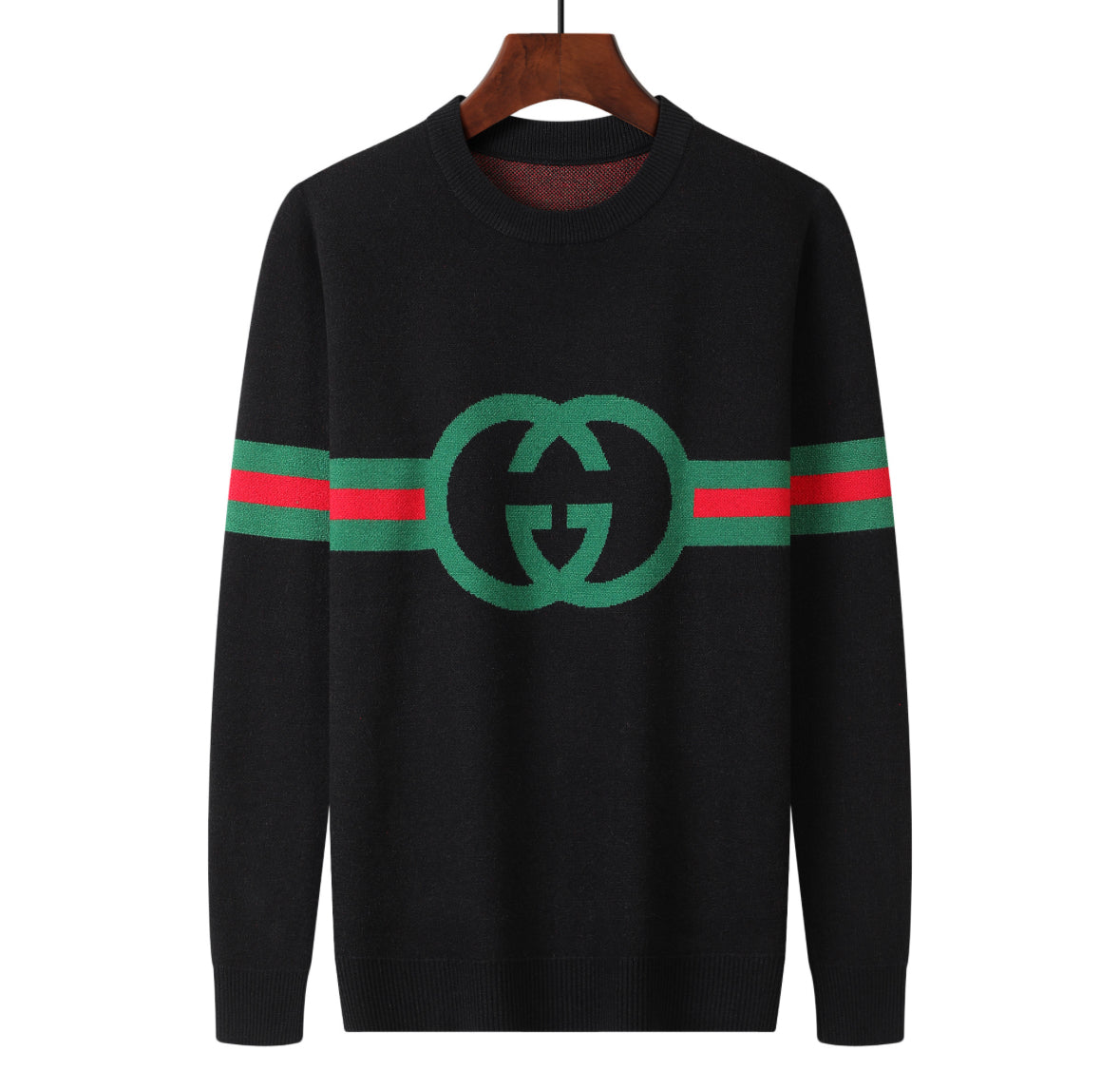 Gucci Interlocking GG Web Stripe Black Sweater