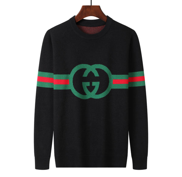 Maglione nero Gucci Interlocking GG Web Stripe