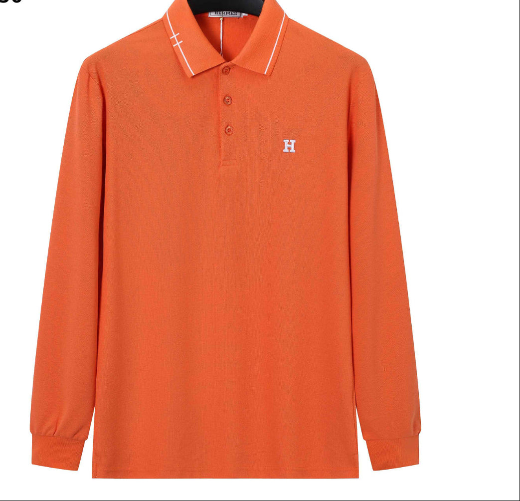 Hermès H Logo Orange Long Sleeve Polo
